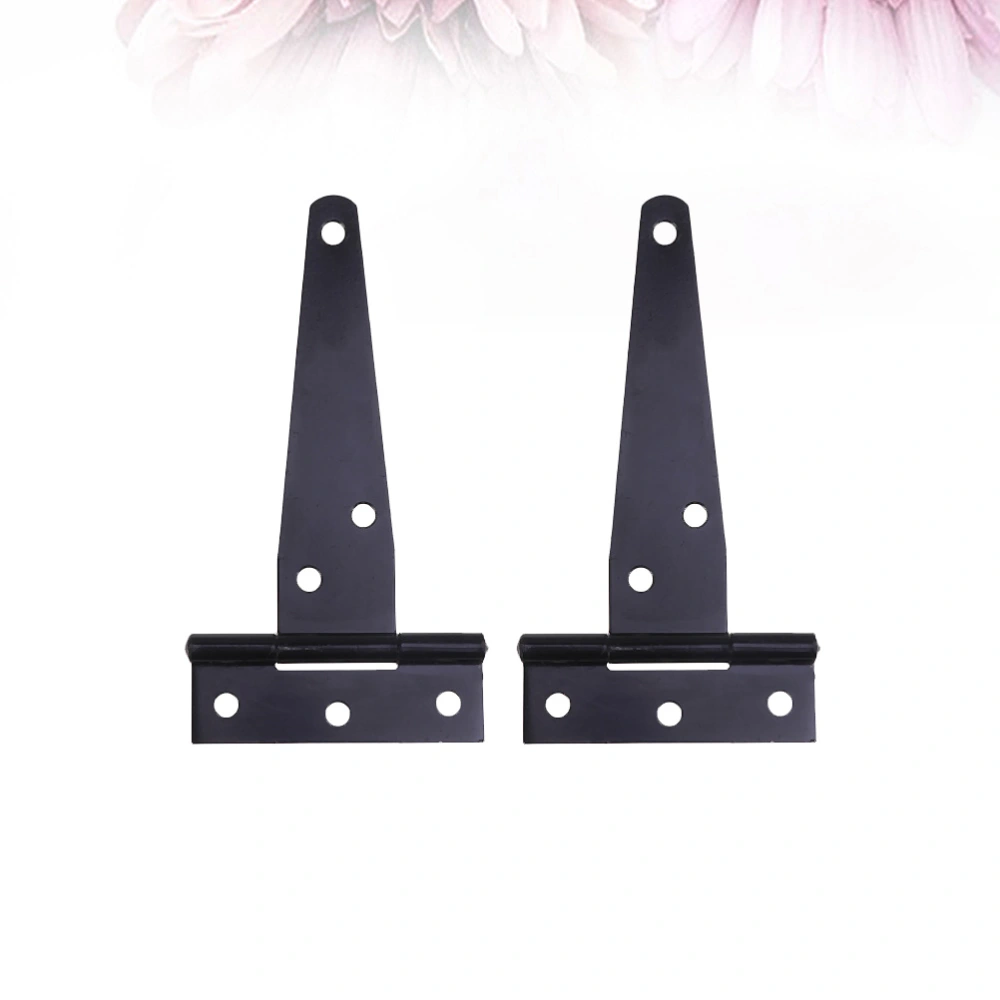 2PCS 4 Inches T Shape Rustproof Iron Light Duty Shed Hinge Gate Strap Hinge Door Gates Hinges (Black)