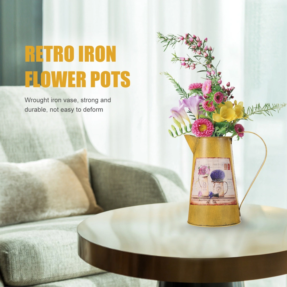 1 Pc Retro Iron Sheet Flower Vase Iron Art Dried Flower Fresh Flower Bucket