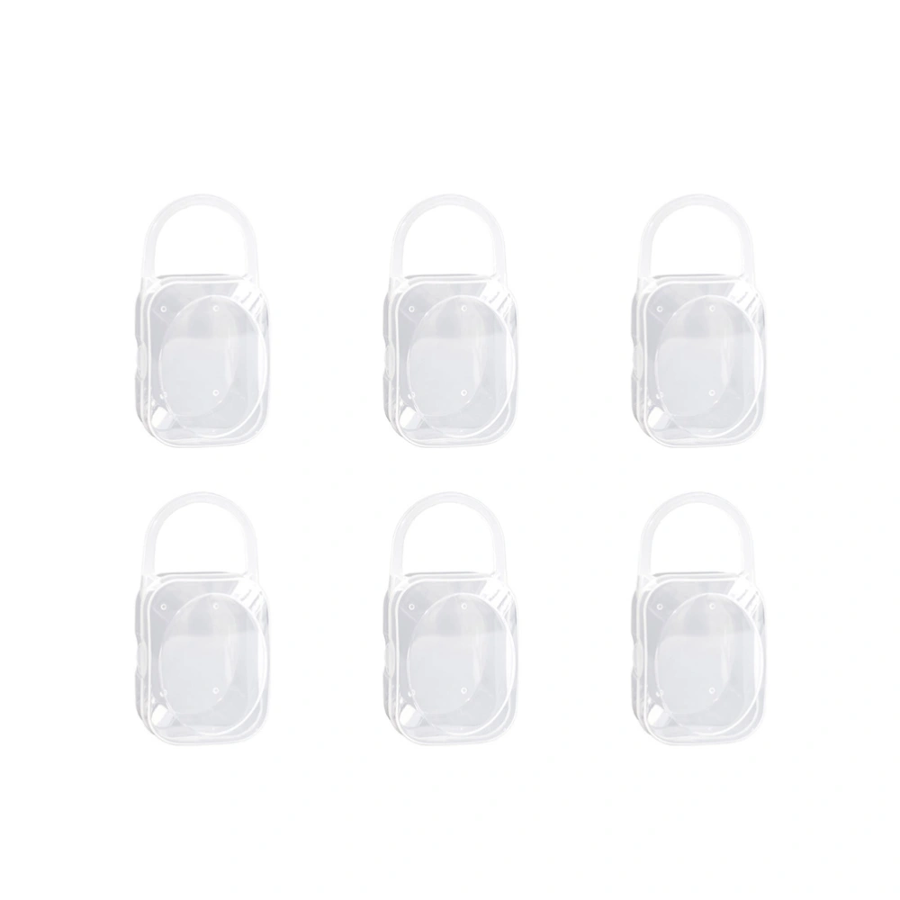 6PCS Transparent Toddler Pacifier Box Portable Baby Infant Pacifier Container Case Dustproof Storage Box