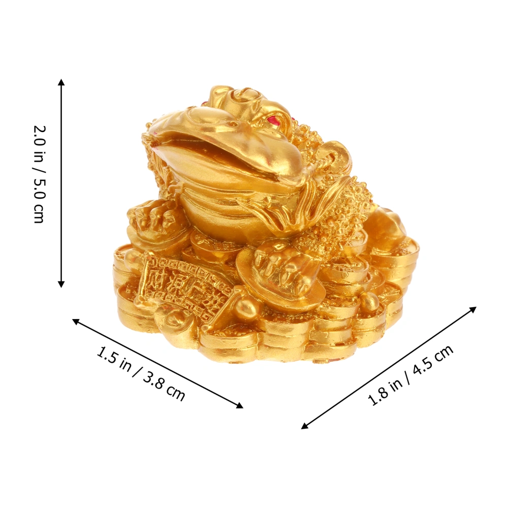 Chinese Toad Animal Model Figurines Chic Feng Shui Money Fortune Wealth Crafts Office Resin Decoration Tabletop Ornaments Good Gifts (Golden)