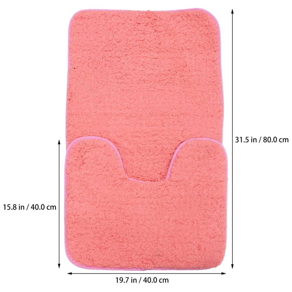 1 Set 2pcs Imitation Wool Floor Mat Plush Carpet Door Entrance Pads Bathroom Toilet Pads for Home Shopping Mall Hotel (Pink）