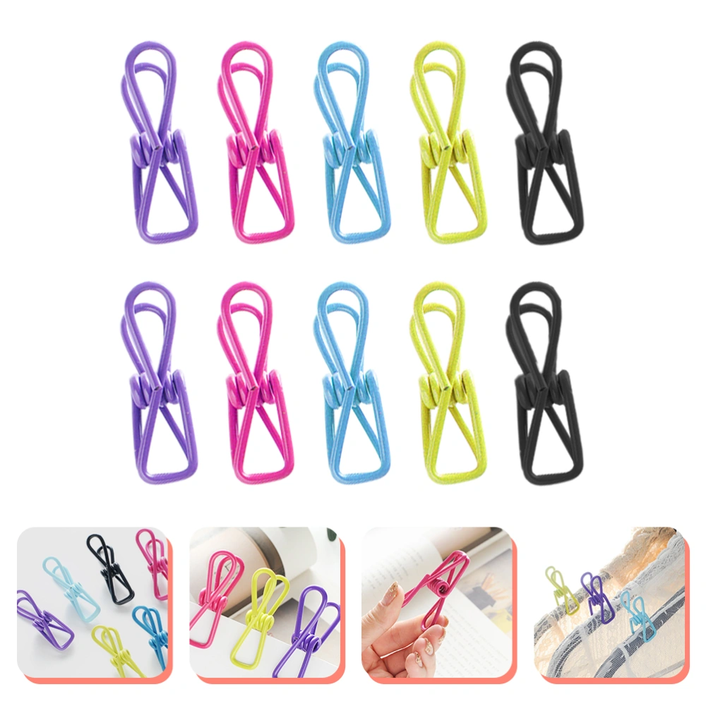 10pcs Clothesline Utility Clips Wire Clothes Clips Windproof Clothespin