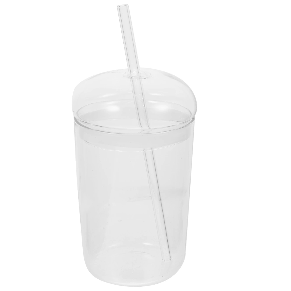 1 Set of Glass Water Cup Large Water Cup Straw Drinking Cup Clear Coffee Cup Summer Water Bottle