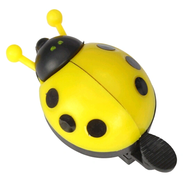 Funny Cartoon Lady Beetle Ladybug Shaped Bike Cycling Handlebar Ring Sound Bell Horn (Yellow)