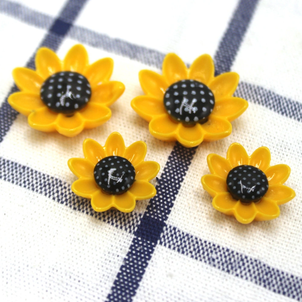 10pcs Sunflower Colored Drawing Resin Magnetic Refrigerator Stickerfor Home Office (Yellow + Black Small Size)