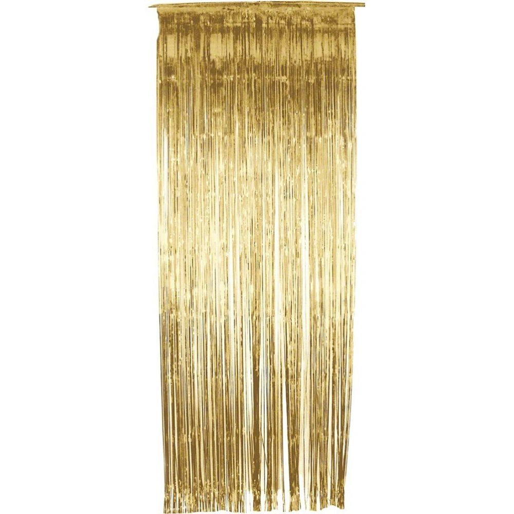 3*1M Metallic Foil Fringe Curtain Decorative Shinny Windown Door Curtains for Party Decoration (Gold)