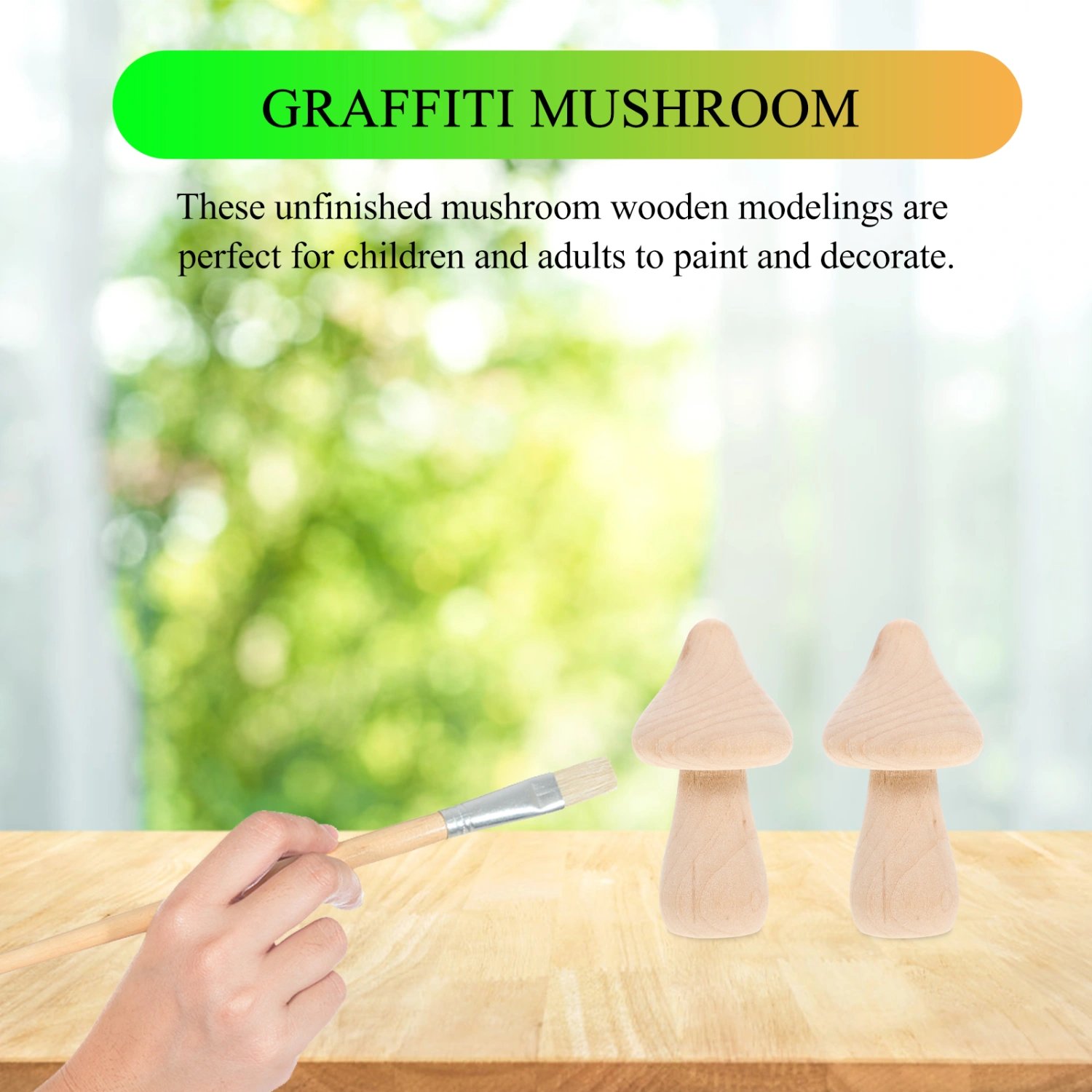 10pcs DIY Simulated Mushroom Ornaments Wooden Mushroom Decors Graffiti Mushrooms