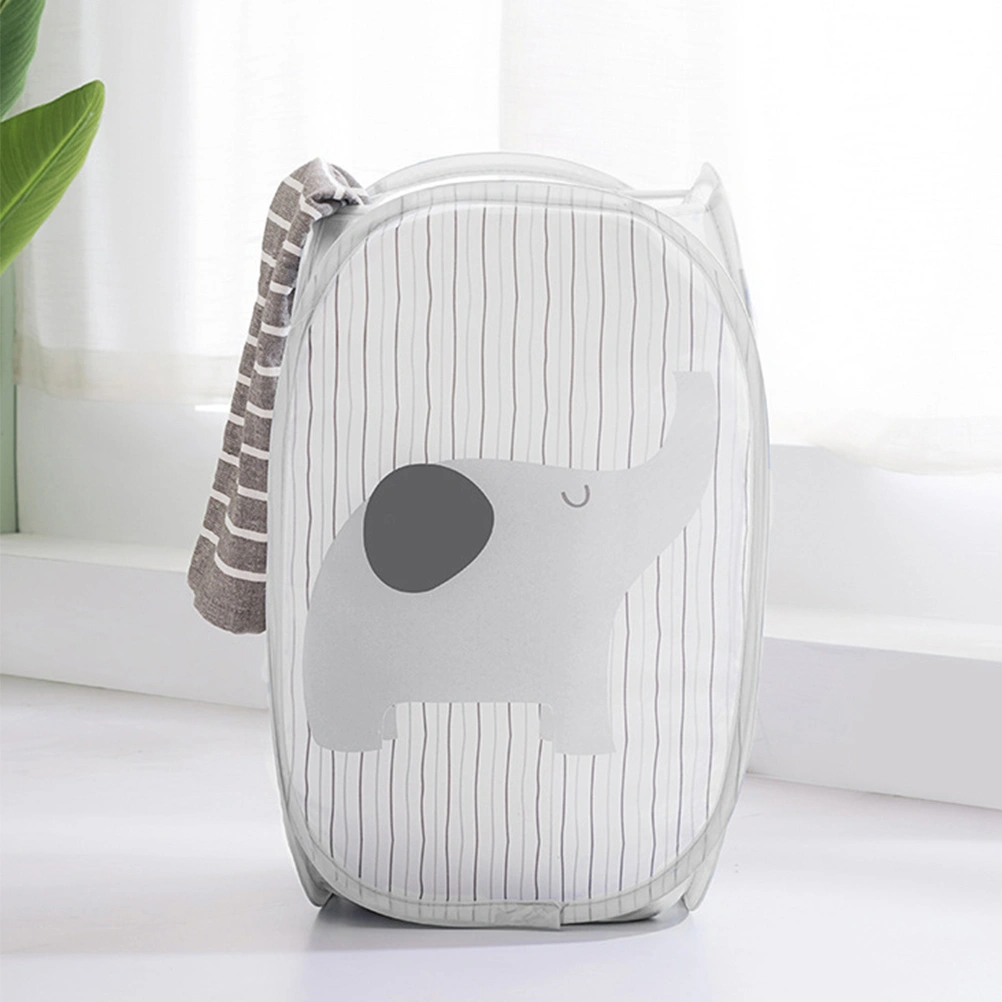 Foldable Dirty Laundry Storage Basket Large Capacity Dirty Clothes Storage Basket Cartoon Animals Printing Storage Basket Grey