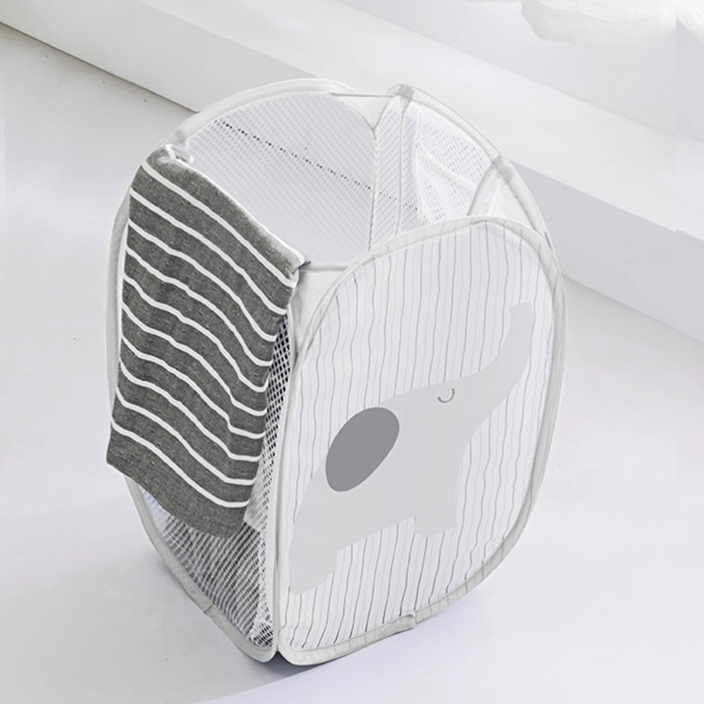 Foldable Dirty Laundry Storage Basket Large Capacity Dirty Clothes Storage Basket Cartoon Animals Printing Storage Basket Grey