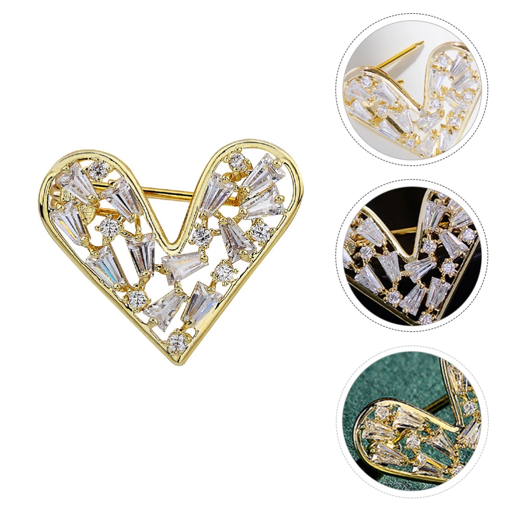 1Pc Heart Brooch Alloy Collar Button Fashion Lapel Pin Clothing Accessory