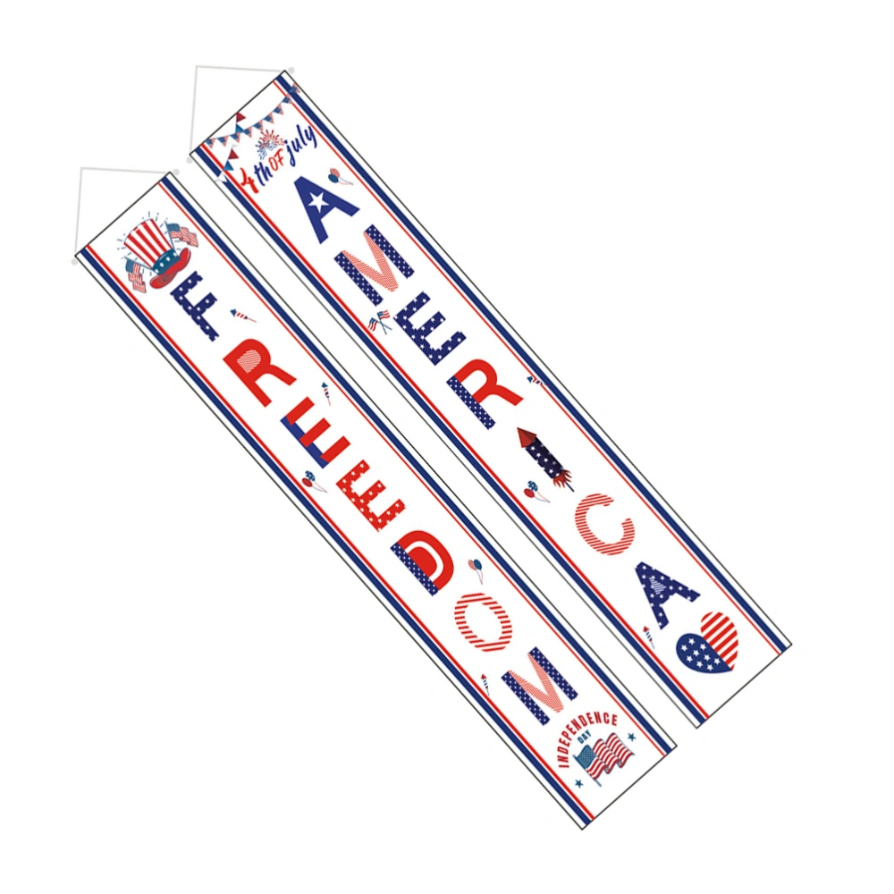 1 Pair 4th of July Door Banner Independence Day Porch Sign Party Decoration