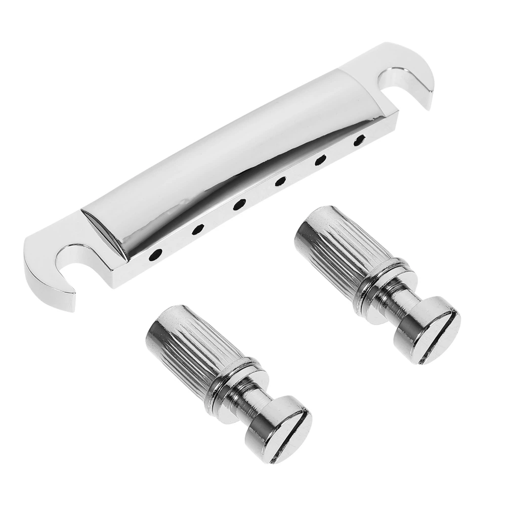 1 Set of Guitar Roller Saddle Bridge Tailpiece Part for LP Style Electric Guitar Silver