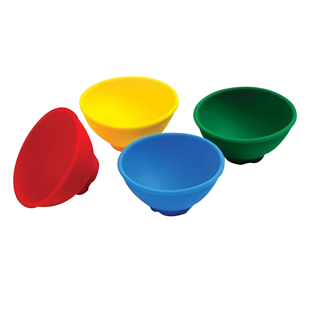 4pcs Baby Feeding Bowl Rice Bowls Silicone Bowls Mini Bowls Seasoning Bowl Drop Resistance Bowls for Kids (Yellow + Green + Blue + Red)