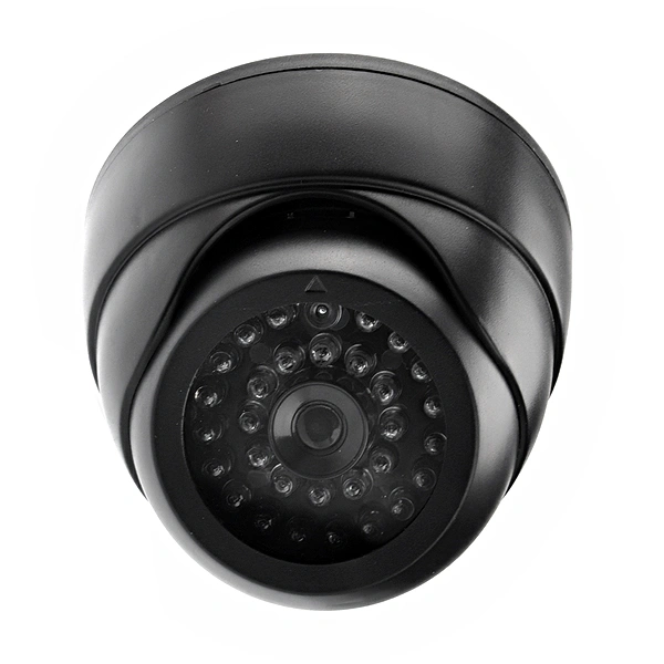 Indoor /Outdoor Dome Dummy Security Camera Model with LED Lights (Black)