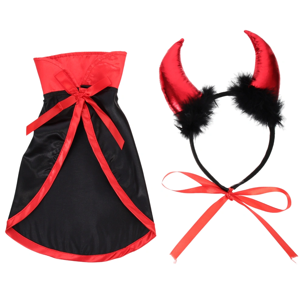 1 Set of Pet Halloween Costume Decorative Dog Cloak Party Cat Horn Headband