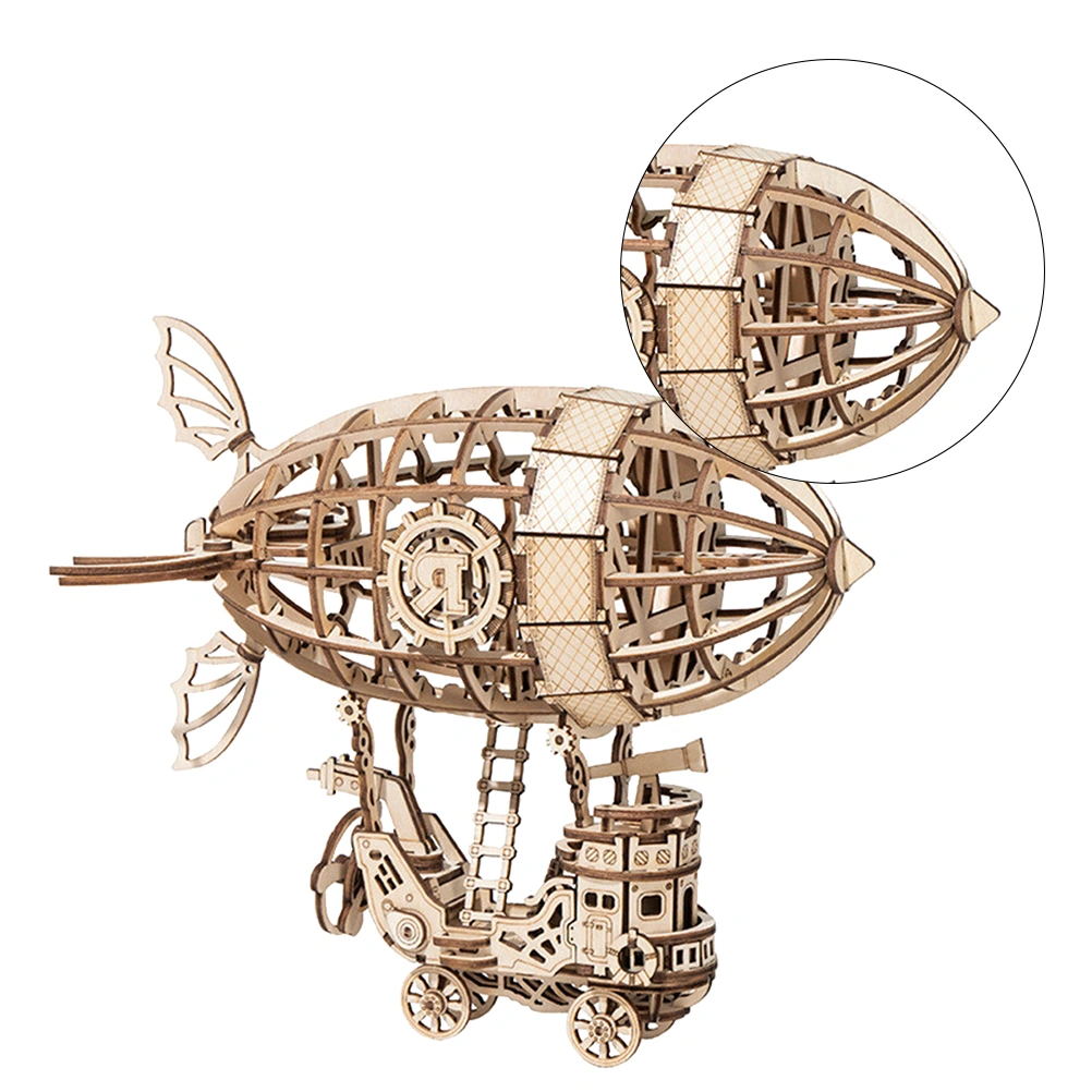 1 Set of Airship Assembled Model Delicate Desktop Layout DIY Wooden Puzzle Handmade Craft