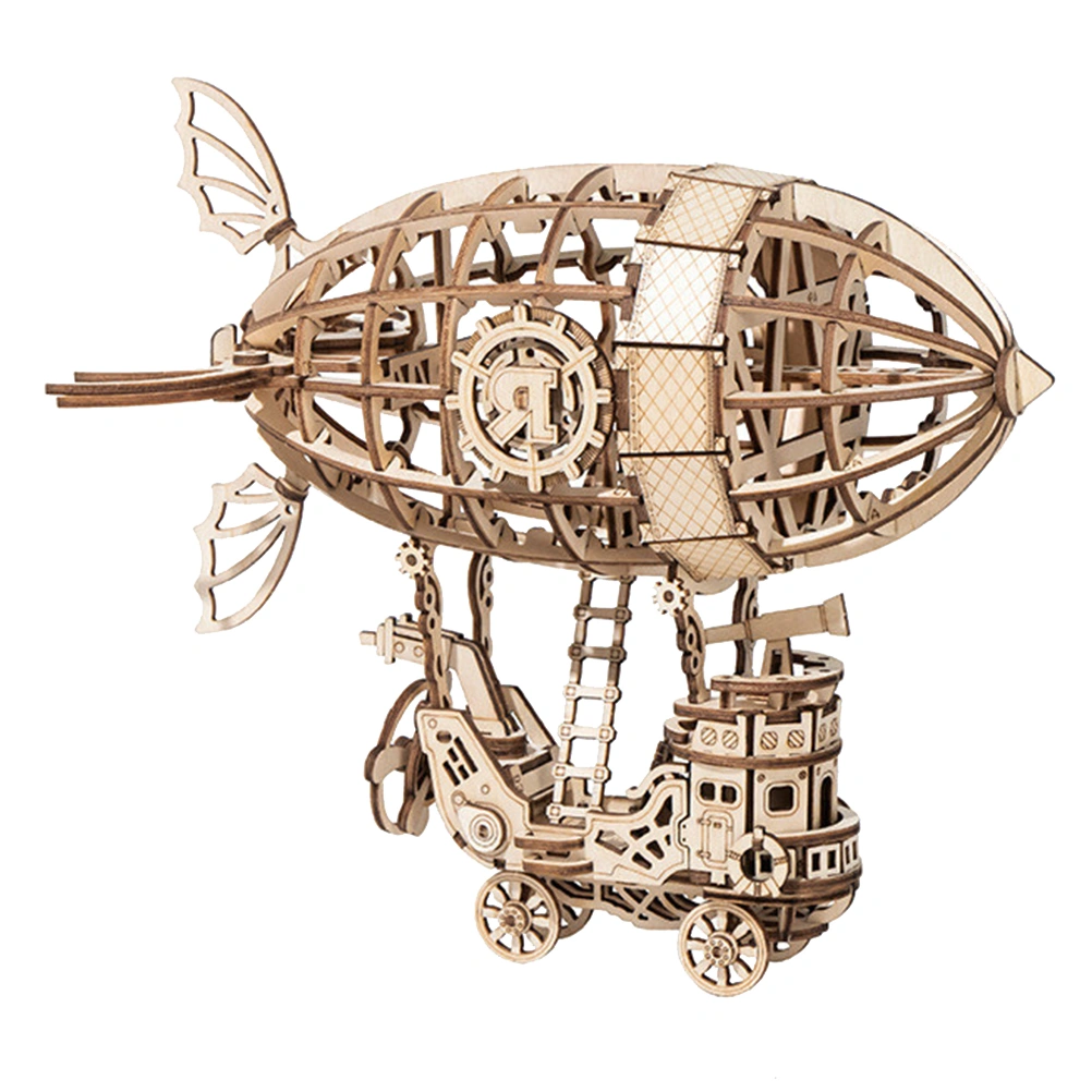 1 Set of Airship Assembled Model Delicate Desktop Layout DIY Wooden Puzzle Handmade Craft