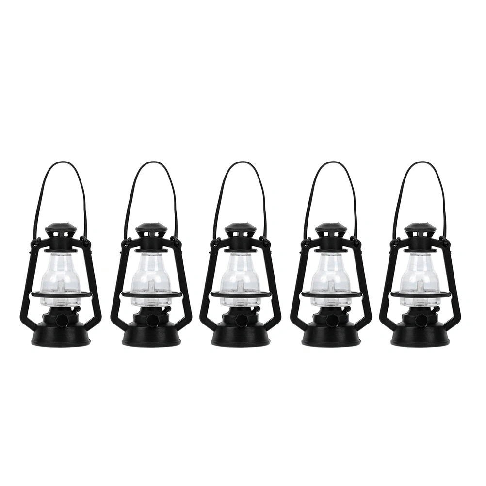 5pcs Miniature Black Vintage Oil Lamp Model Festival Scenery Shooting Prop and Accessory