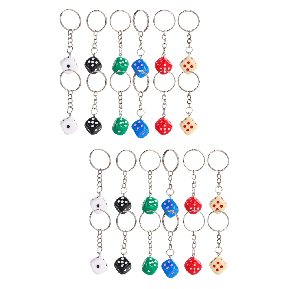 24 pcs  Resin Dice Keychains Fathers Day Key Holder Gift Pendant Creative Key Rings Ornaments (Assorted Color)