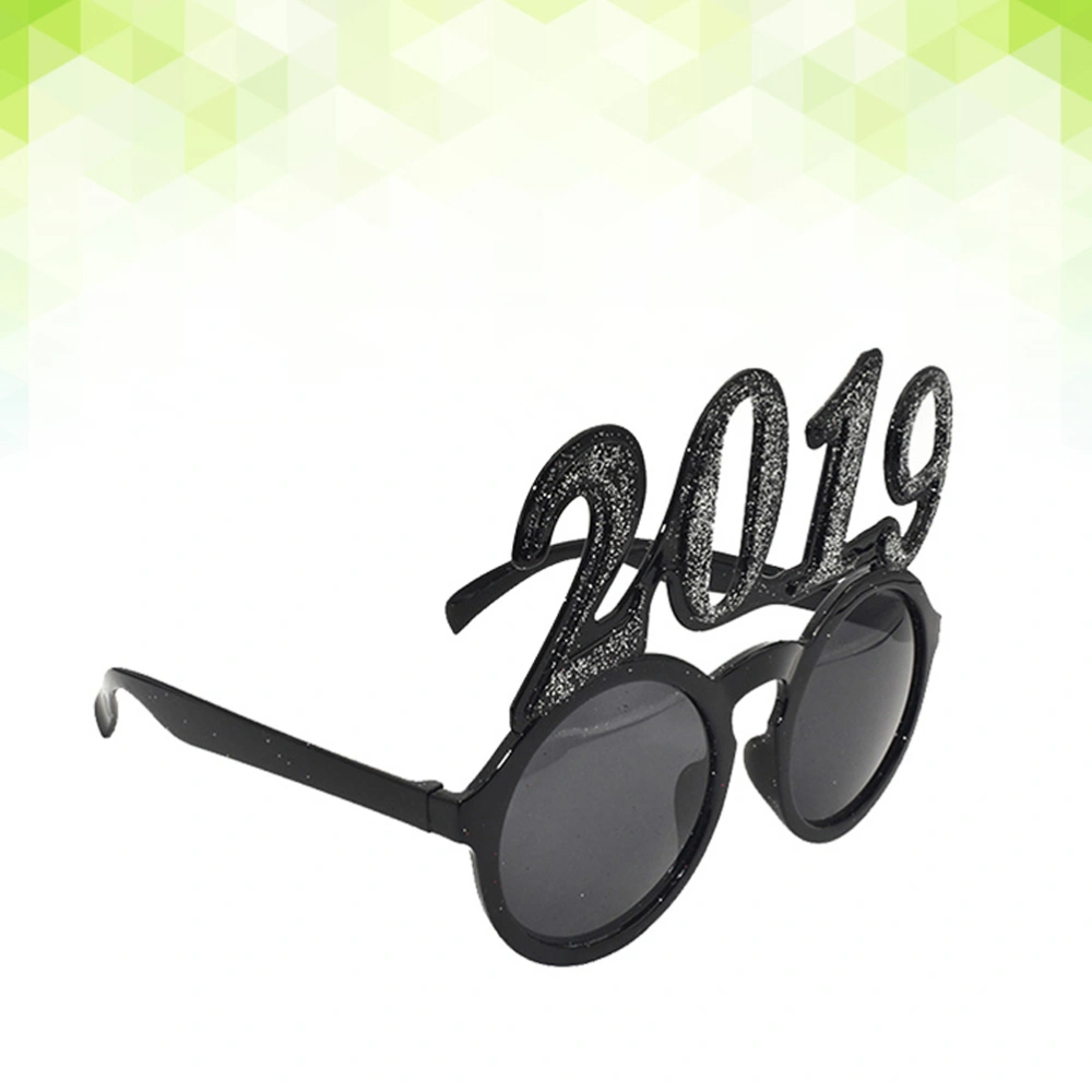 Lovely Happy New Year 2019 Glasses Frame Photo Props Party Favors Supplies for Kids Adults Birthday Costume Party Cosplay (Silver)