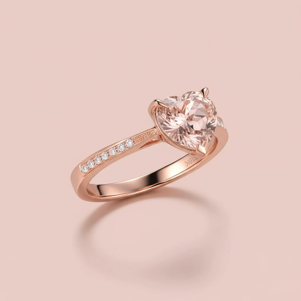 Heart Jewelry Rings Fashion Crystal Engagement Ring Wedding Ring for Women - Size 6 (Rose Gold)