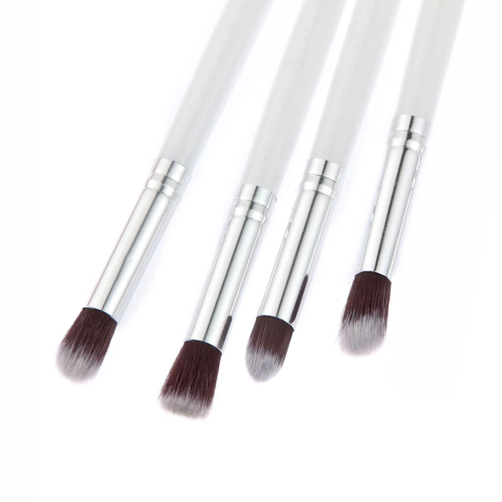 4pcs Eye Brushes Set Eyeshadow Blending Pencil Brush Make up Tool Cosmetic Makeup Eyeshadow Lip Eye Blush Foundation Power Brush Set Cosmetic Tool Kit (White+Silver)