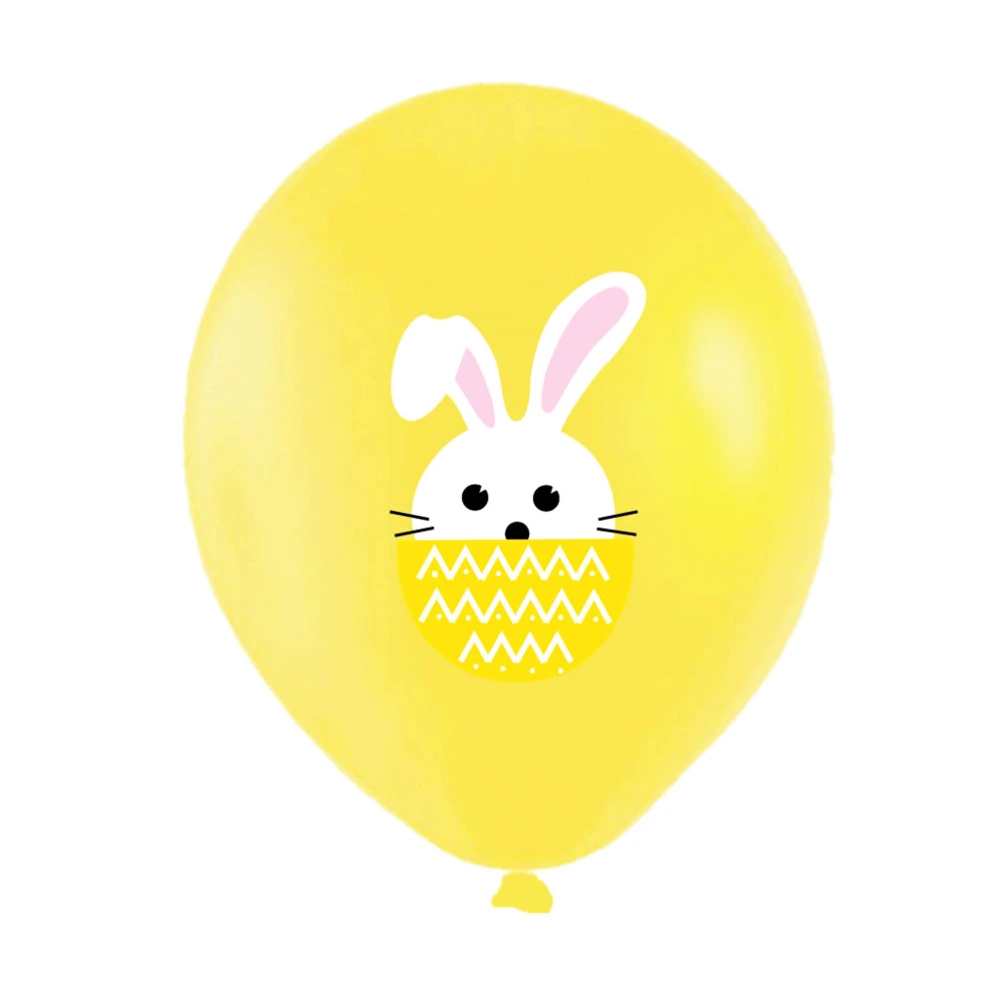 40pcs Creative Easter Balloons Decor Cartoon Rabbit Printed Balloons Lovely Latex Balloons for Party without Line (Yellow + Blue + Pink + Green + Purple)