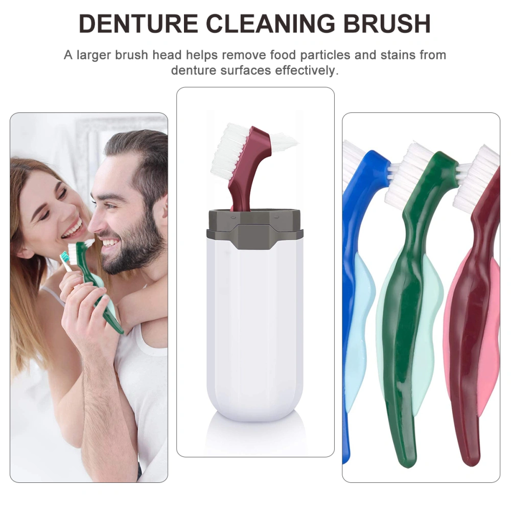 3pcs False Teeth Cleaning Brush Double-sided Denture Care Cleaning Toothbrush