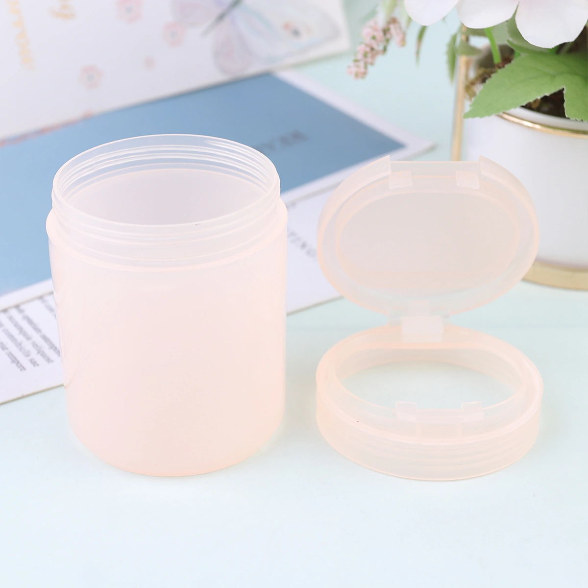 Cotton Swab Storage Box Cotton Storage Cylinder for Easy Organization on Bathroom Counters or Vanity Tables(Orange)
