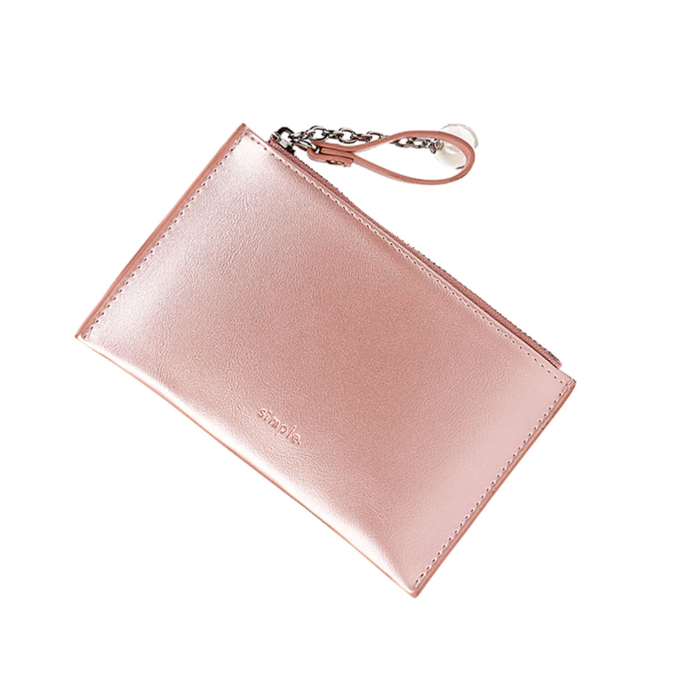 Portable Coin Money Wallet Shiny Mini Purse Small Coin Purse Delicate Zippered Bag Storage Bag (Pink)