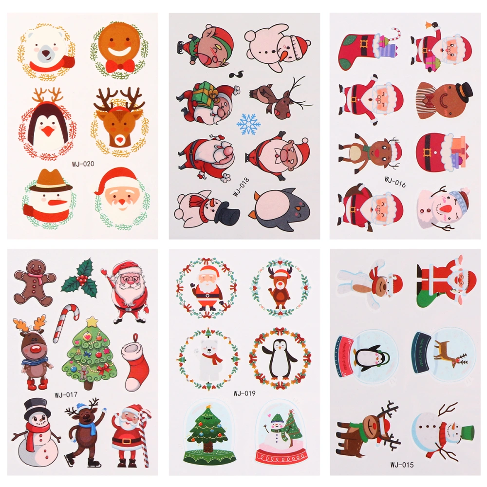 12Pcs Christmas Temporary Tattoos Stickers Cartoon Waterproof Body Art Decals