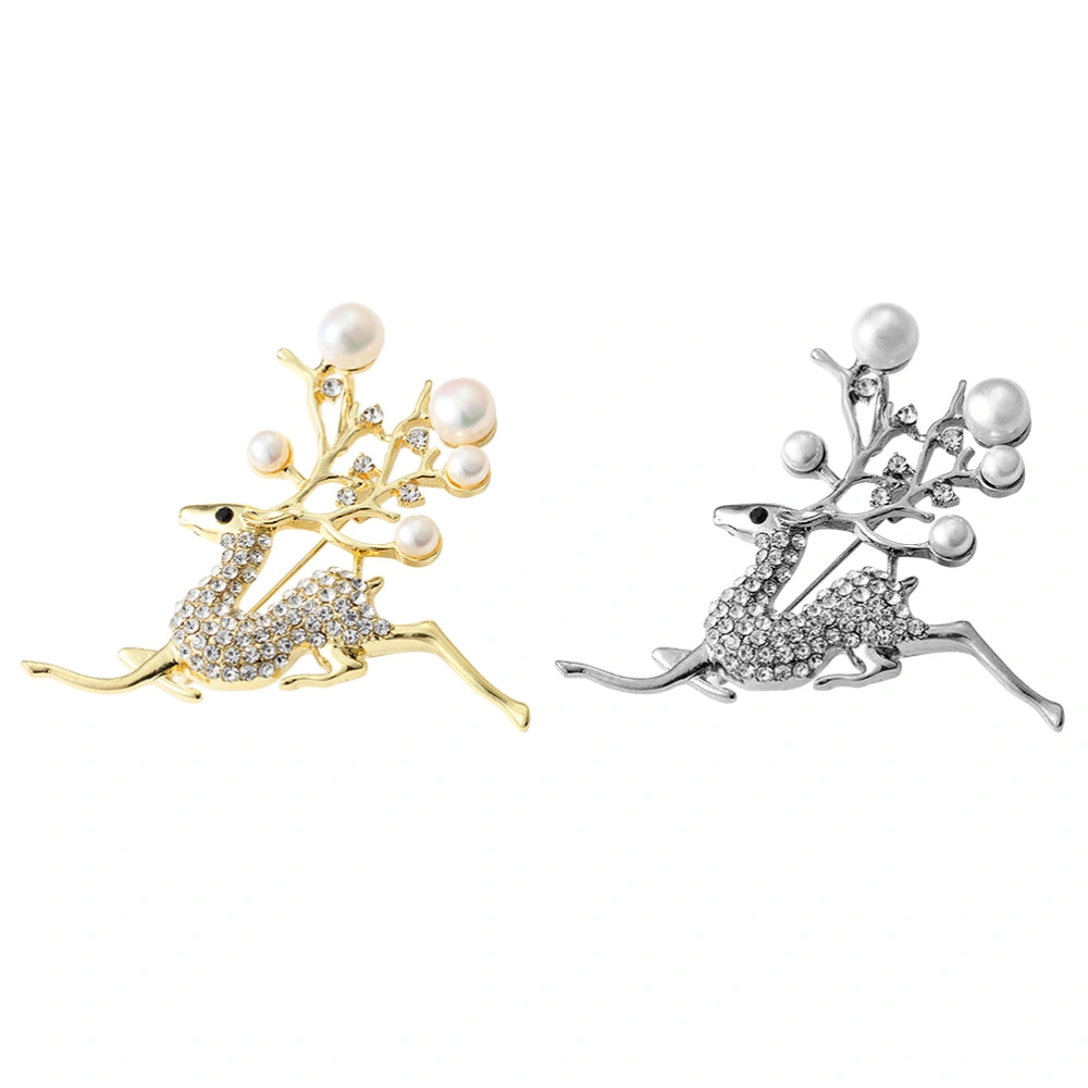 2Pcs Lovely Delicate Elk Design Brooches for Women Simple Women Broaches