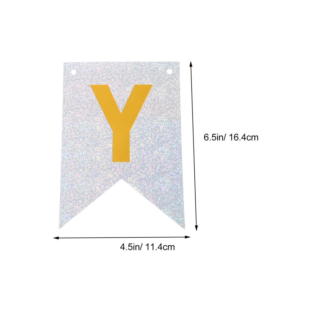 1PC Gold Stamping Birthday Pull Flag Happy Birthday Banner Birthday Scene Decor