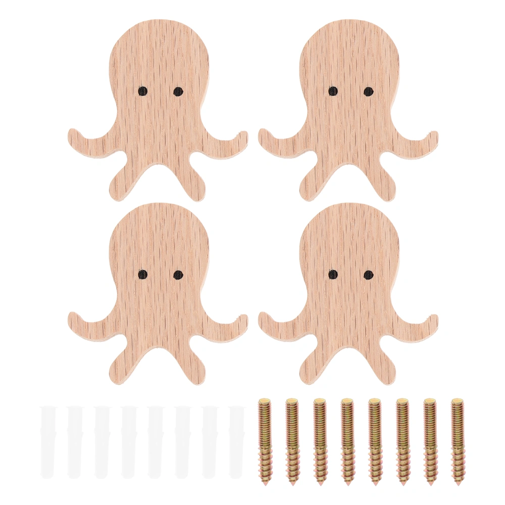 1 Set of Multipurpose Wall-mounted Hooks Adorable Octopus Head Clothes Hangers Coat Holders