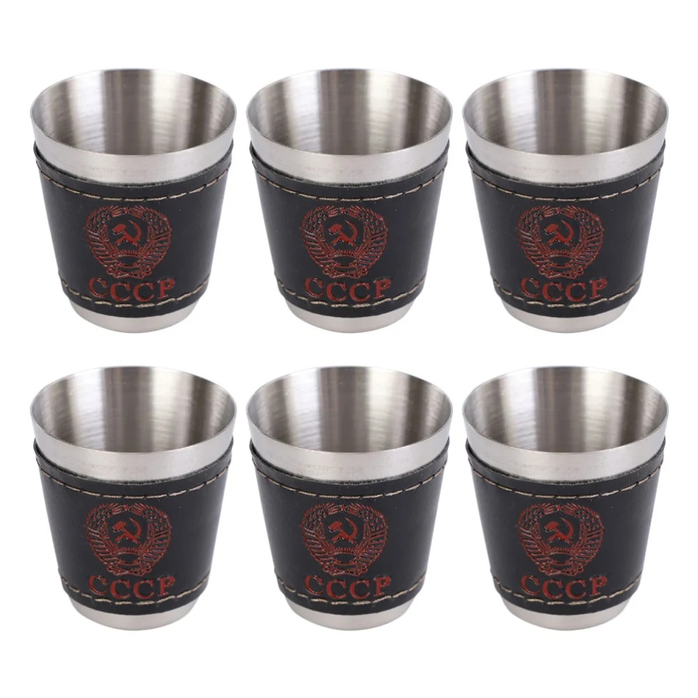 6pcs Small Camping Cups Stainless Steel Wine Cups Portable Drink Cups Water Cups