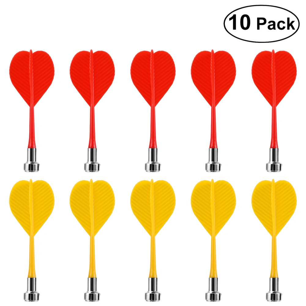 NUOLUX 10pcs Replacement Durable Safe Plastic Wing Magnetic Darts Bullseye Target Game Toys (Red & Yellow)