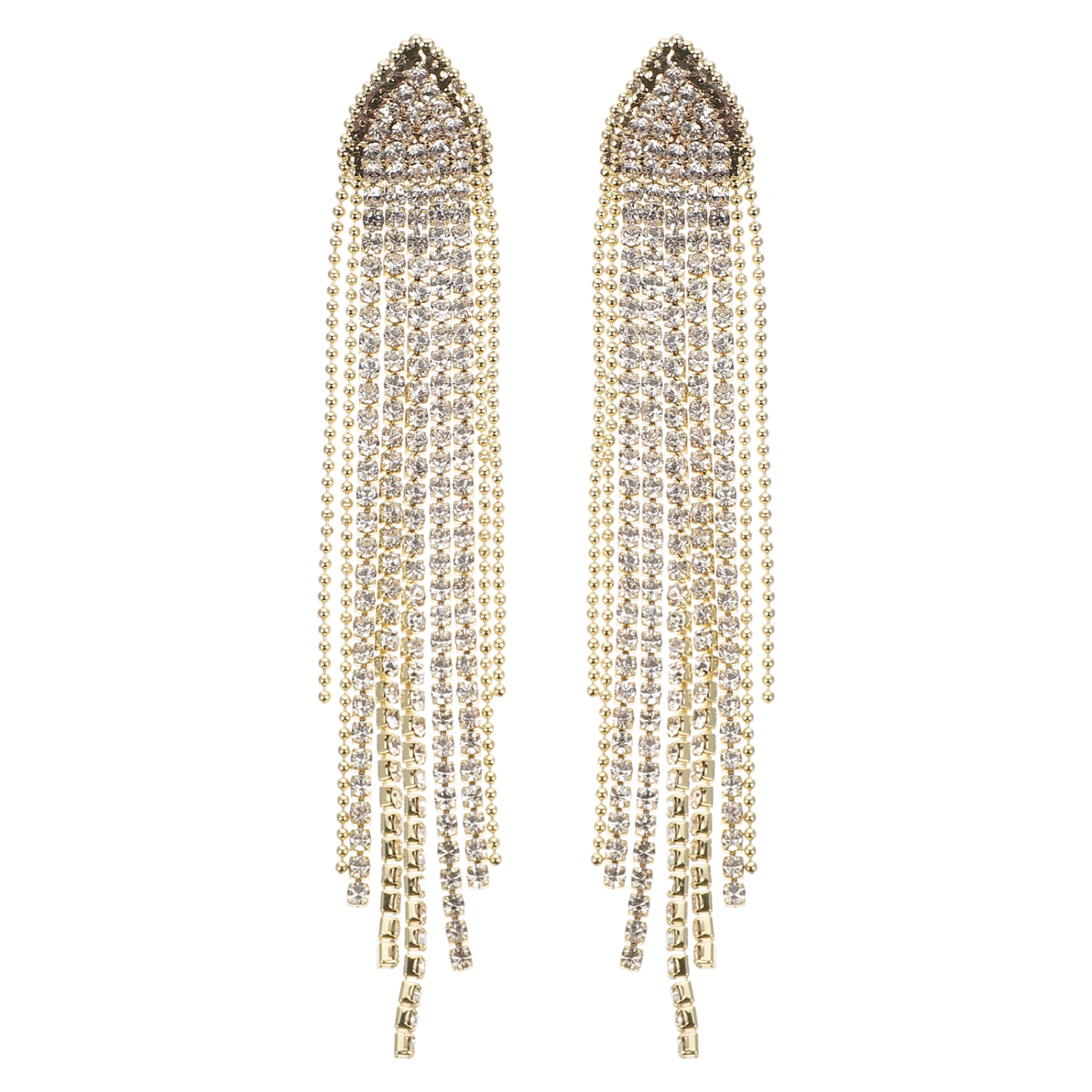 1 Pair Chic Long Earrings Women Statement Ear Dangle Tassel Rhinestone Earrings