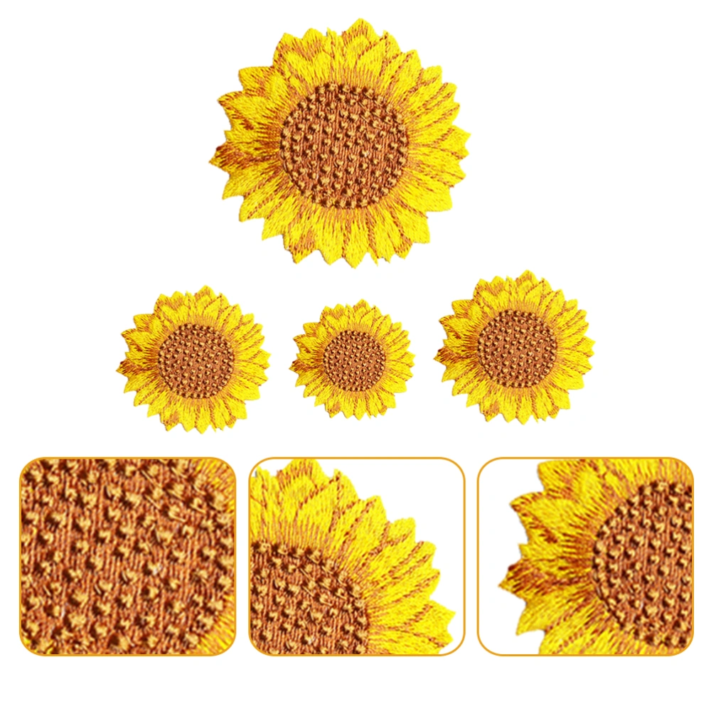 4pcs Sunflower Design Embroidery Appliques Sewing Patches DIY Clothes Supplies