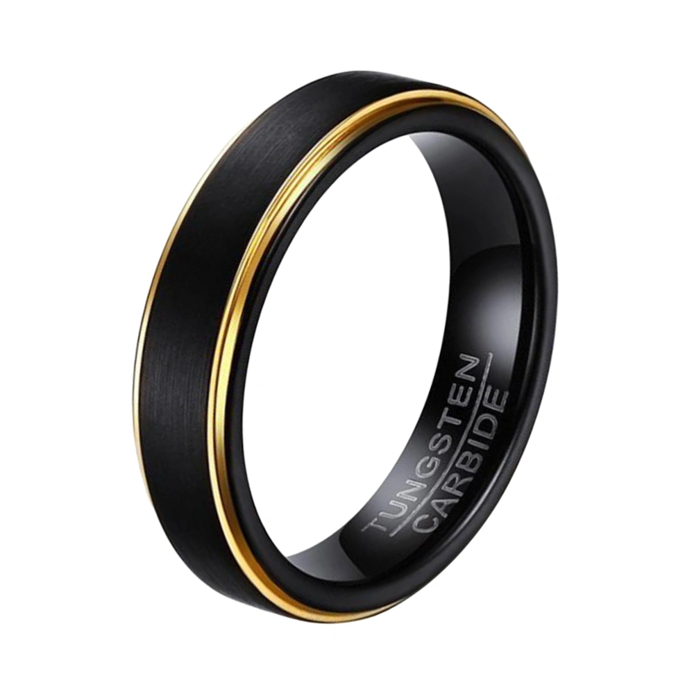 Tungsten Steel Brushed Black Gold Ring Delicate Men Ring for Men Wearing Use (American Standard Circumference No.9)