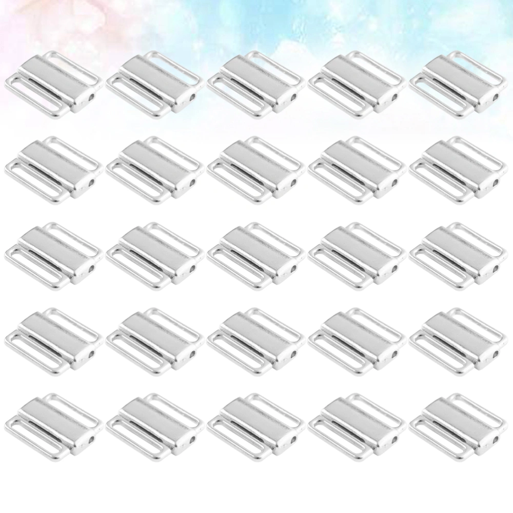 1Set 50Pcs Bra Shoulder Strap Buckles Bra Strap Anti-Slip Bra Clip Hook Bra Clasps Hooks for Women (Silver 12MM)