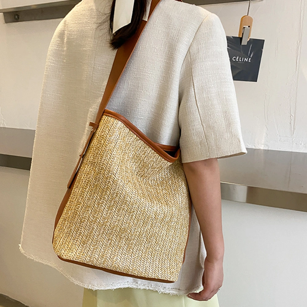 Fashionable Straw Woven Bag Large-capacity Woven Shoulder Bag for Storage