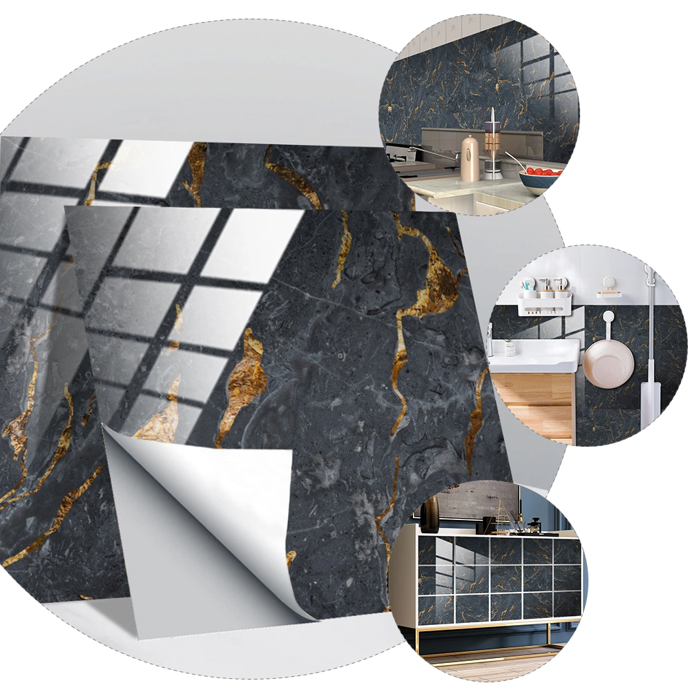 10Pcs Crystal Film Marble Tile Stickers Home DIY Background Wallpapers (TS244)