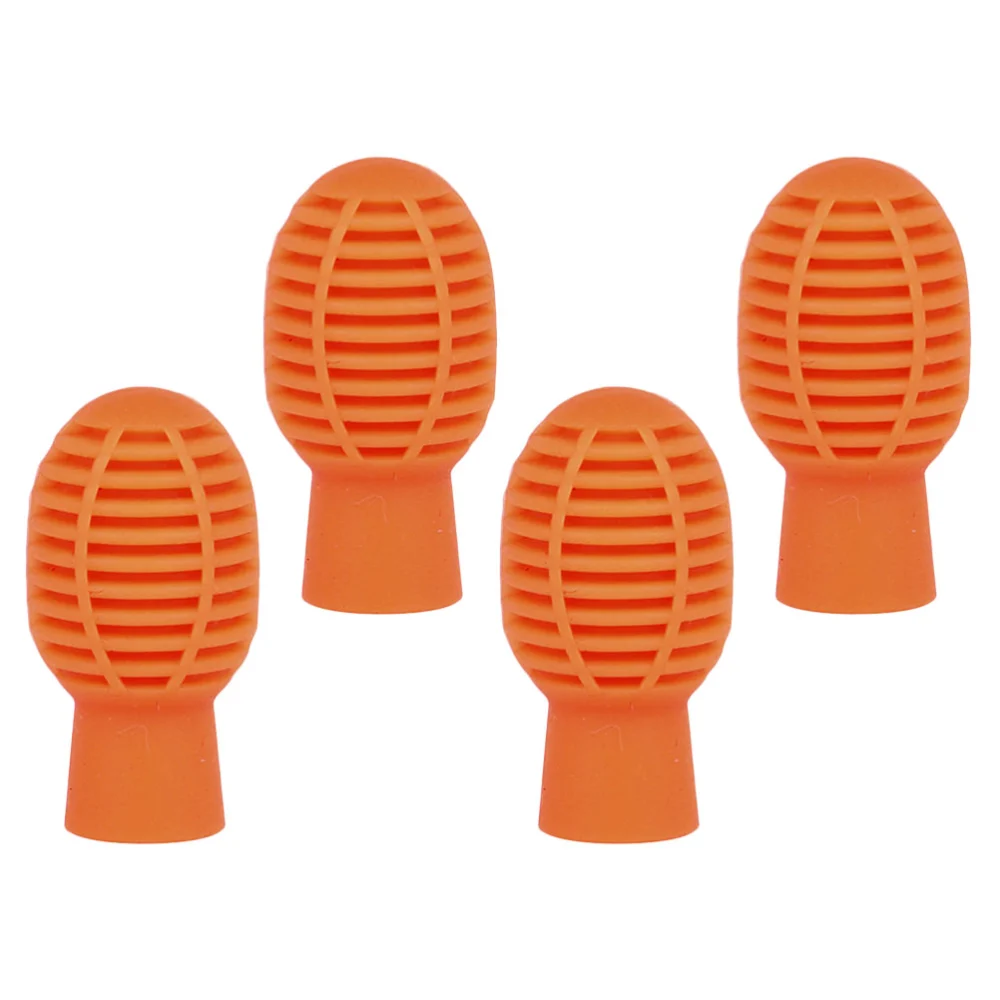 4pcs Professional Mute Drum Stick Head Protective Covers Drumstick Supplies (Orange)