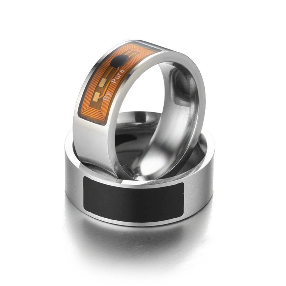 8mm NFC Tag Smart Ring Wearable Smart Rings Finger Digital Ring for Android Phone with Functions - Black(#11)