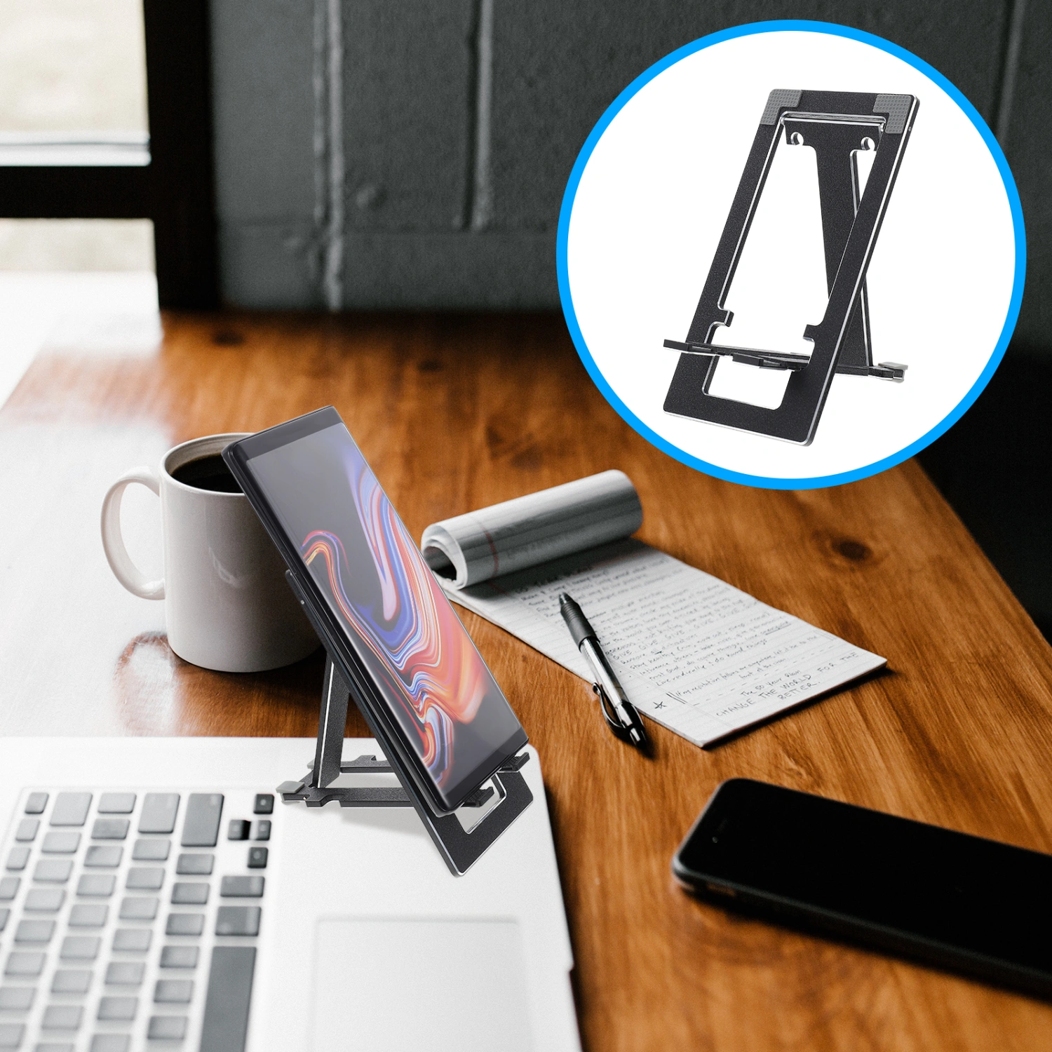 1Pc Desktop Foldable Cellphone Holder Adjustable Phone Bracket (Black)