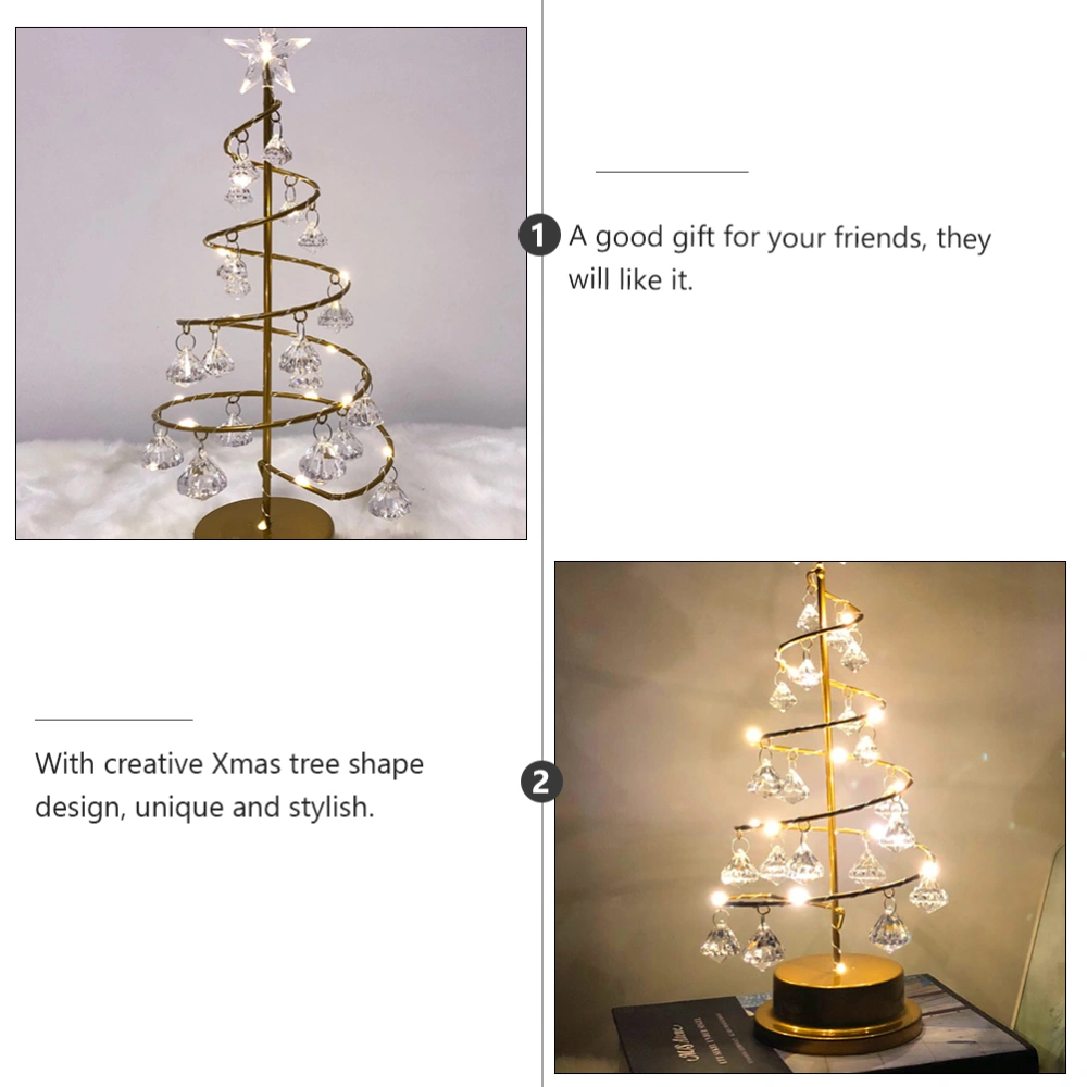 1PC LED Christmas Tree Lamp Crystal Diamond Christmas Tree Lights Decorative Christmas Tree Night Light Chic Night Light Decor for Home Bedroom (Golden)