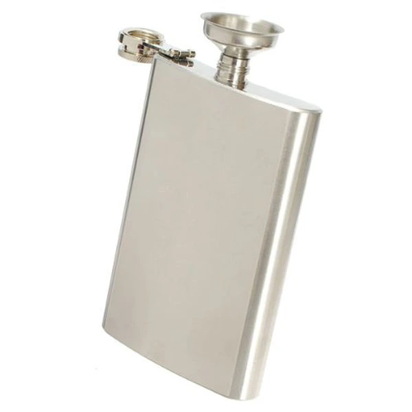 Portable 9oz Stainless Steel Vodka Whisky Liquor Hip Flask with Mini Funnel (Silver)