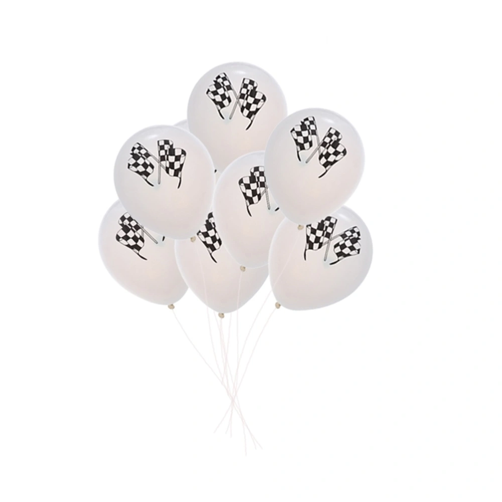 12pcs Checkered Racing Flags Biodegradable Latex Balloons Party Supplies for Race Car Themed Party