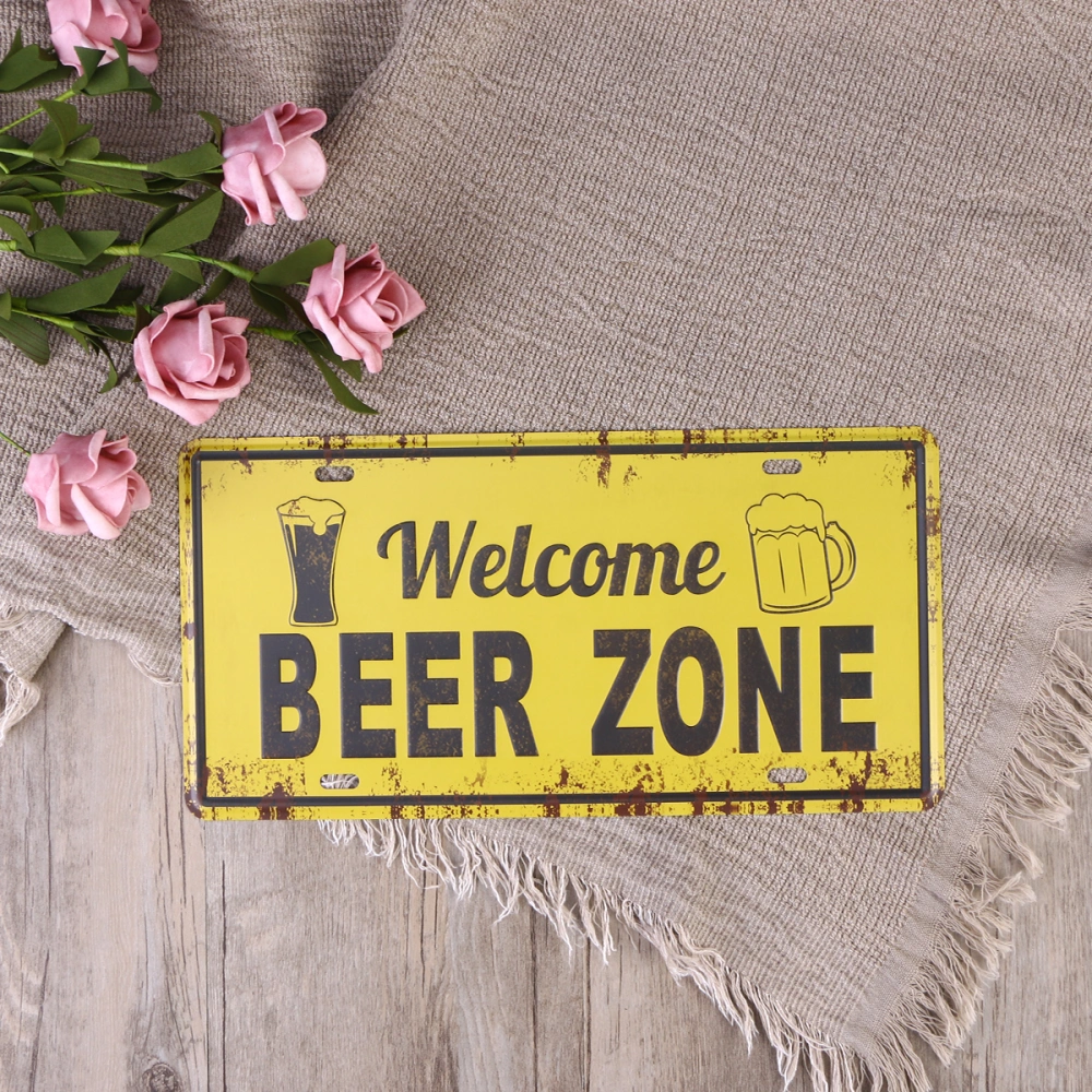 Occident Iron Painting Vintage Plaque Poster with Words Wall Art Decor for Bar Home Decoration(BEER ZONE)