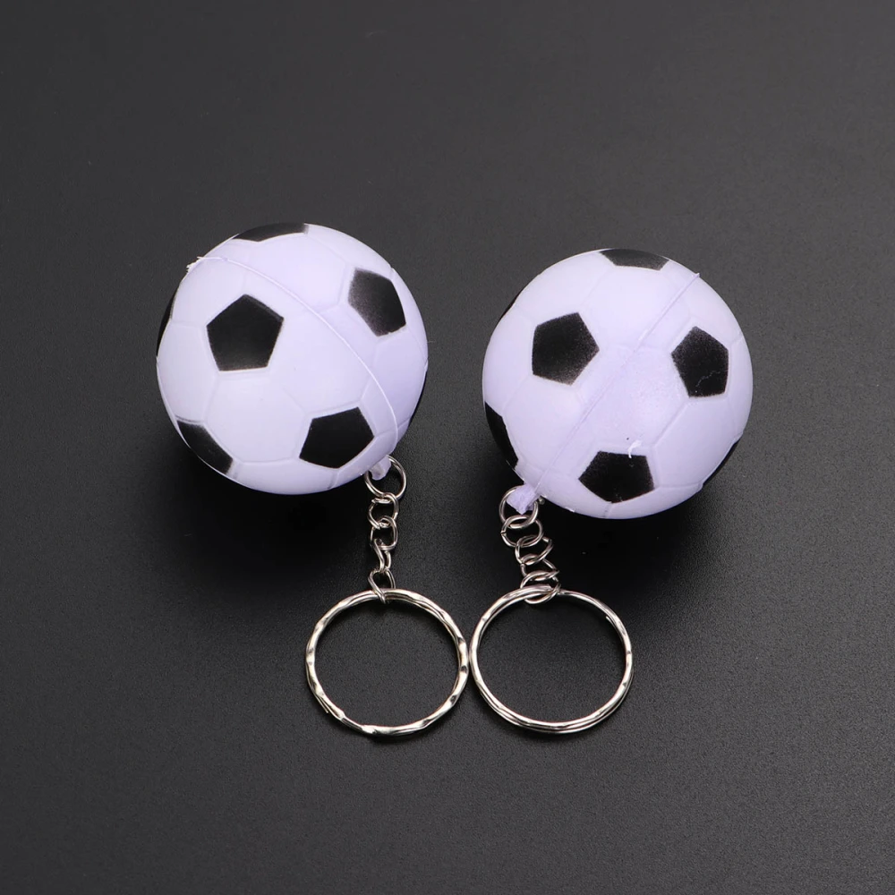 9pcs PU Soccer Pendant Keychain Kids Soccer Toy Pendant Keychain Football Pendant Keychain (White + Black)